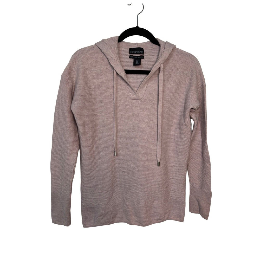 Cynthia Rowley Womens Pink 100% Extrafine Merino Wool Knit‎ Hoodie Sweater M